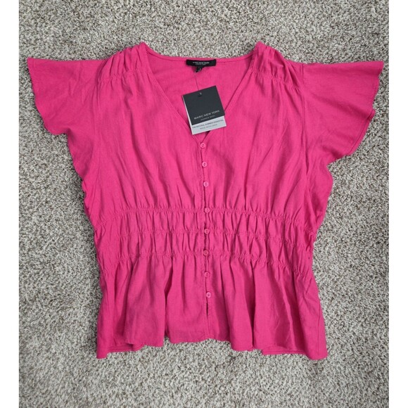 MARC NEW YORK Hot Pink Top Women's 100% Linen Coastal Size XL *NWT* - Picture 1 of 5